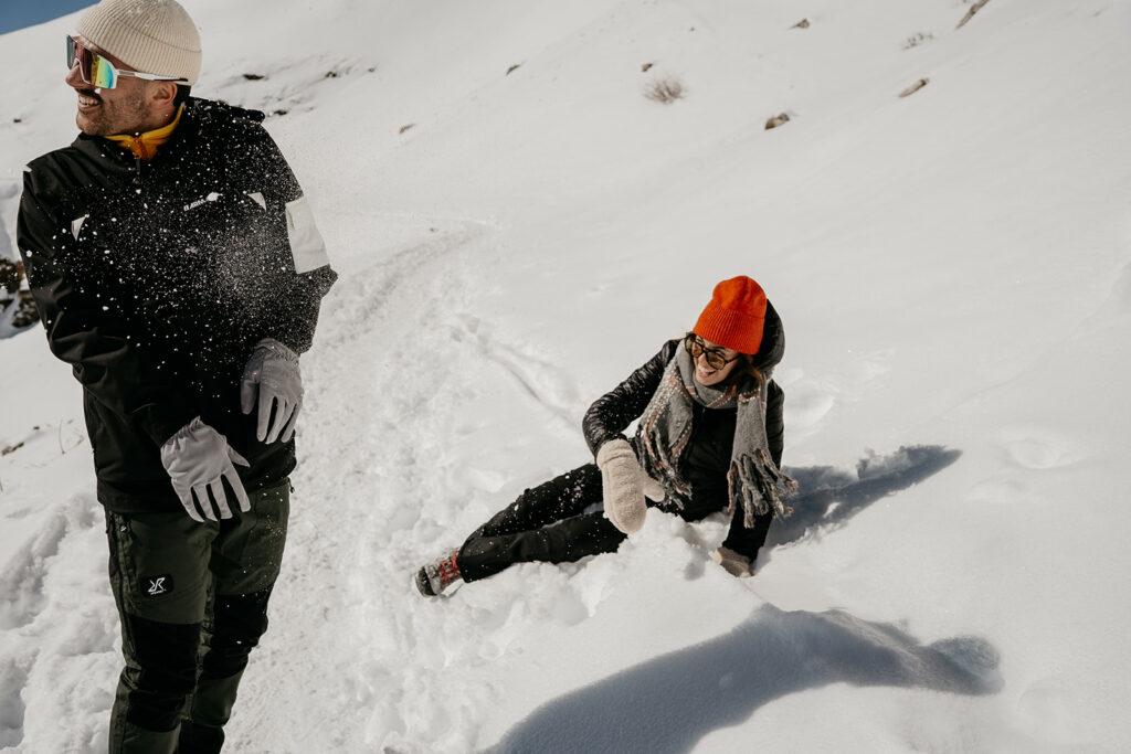 People enjoying a snowy day outdoors.