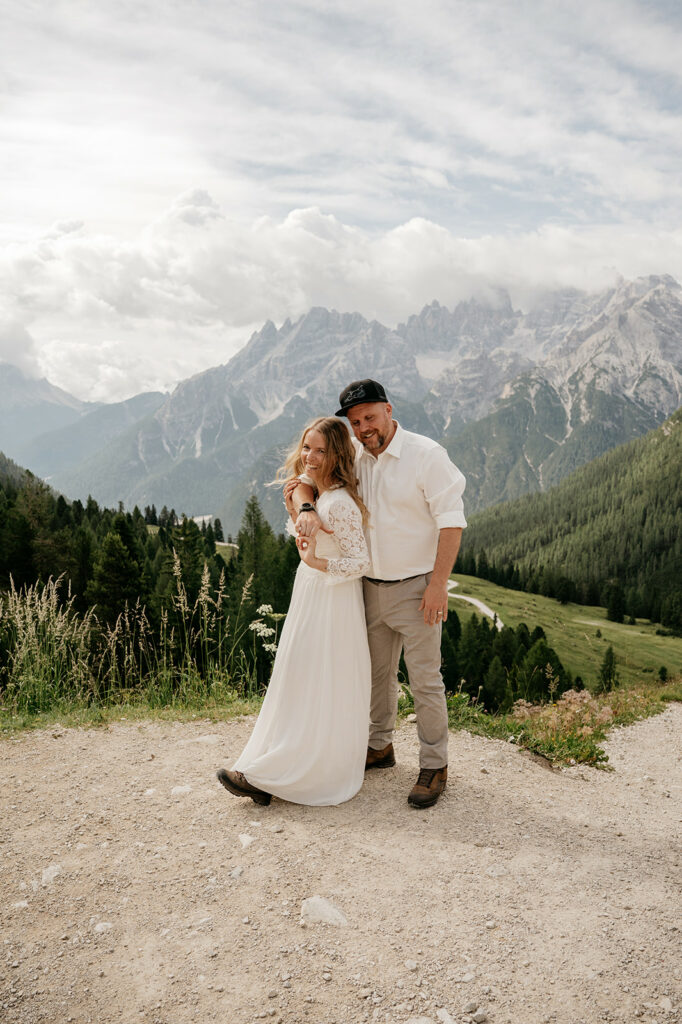 Happy couple in mountain landscape