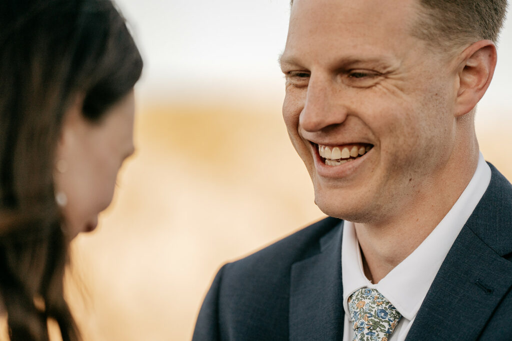 Smiling couple during outdoor event