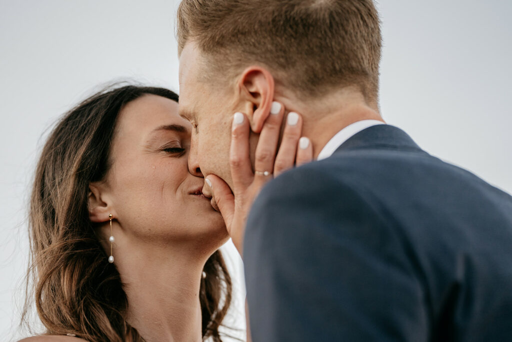 Couple sharing a romantic kiss close-up