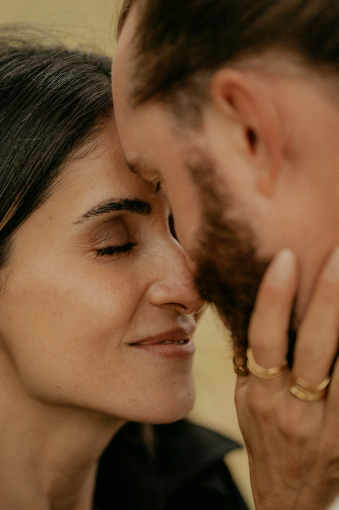 Close-up of a couple sharing an intimate moment.