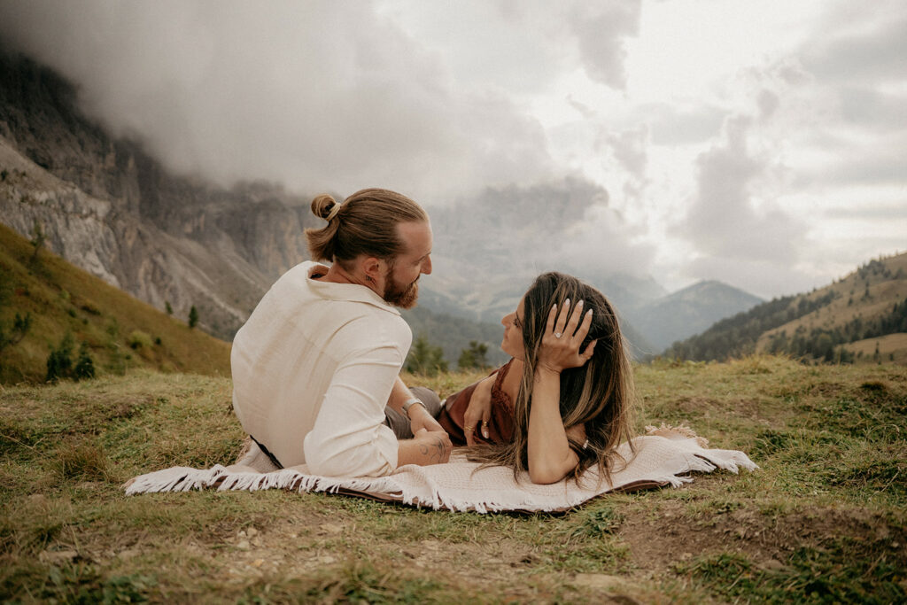 Donna & Joseph • Among Peaks and Clouds • A Whimsical Dolomites Engagement Shoot