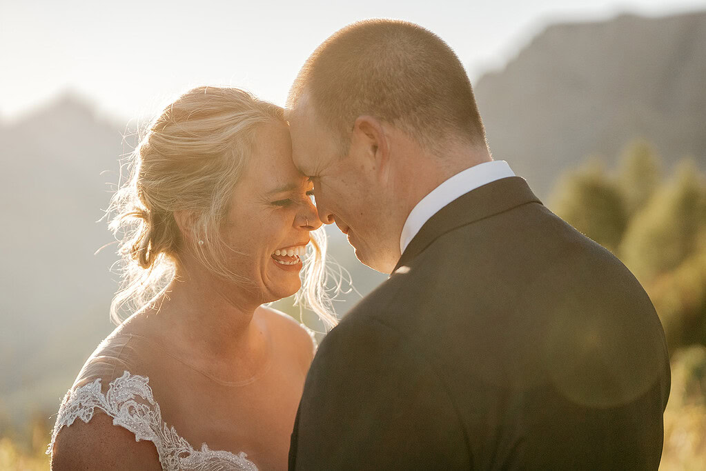 Smiling couple at sunset